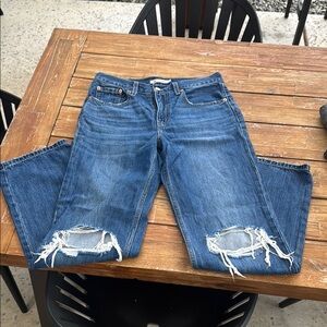 Levi's Blue Boyfriend Jeans with Distressed Details